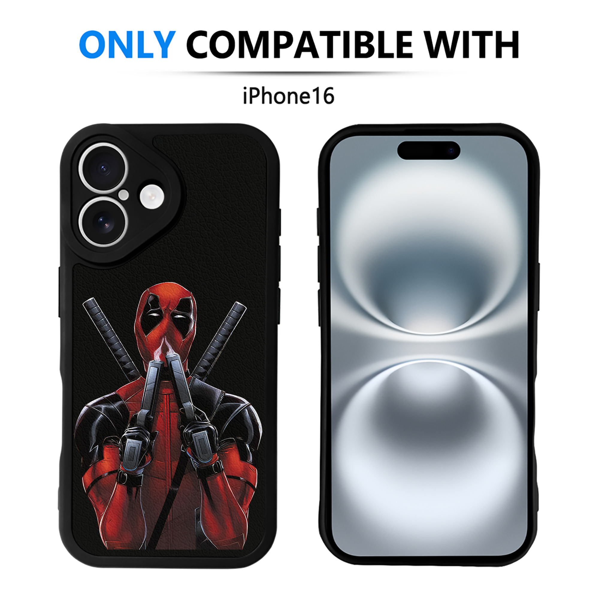 （画像用） Deadpool デッドプール 【iPhone 16シリーズ対応】シリコンスマホケース（レザー調） 材質：シリコン